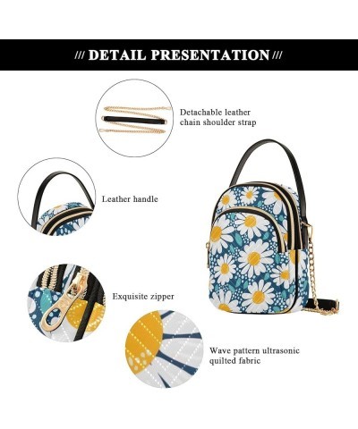 Creative Floral Print Design Phone Bag with Strap PU Leather over Shoulder Handbag Quilted Designer Crossbody Bag Creative Fl...