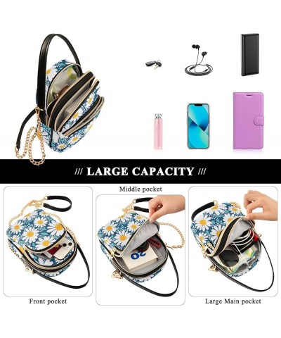 Creative Floral Print Design Phone Bag with Strap PU Leather over Shoulder Handbag Quilted Designer Crossbody Bag Creative Fl...