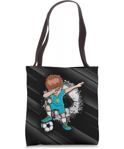 Dabbing Soccer Boy Kazakhstan Fans Jersey Kazakhstani Flag Tote Bag $14.18 Totes