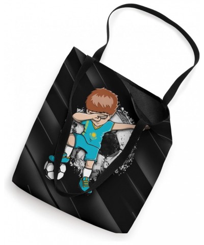 Dabbing Soccer Boy Kazakhstan Fans Jersey Kazakhstani Flag Tote Bag $14.18 Totes