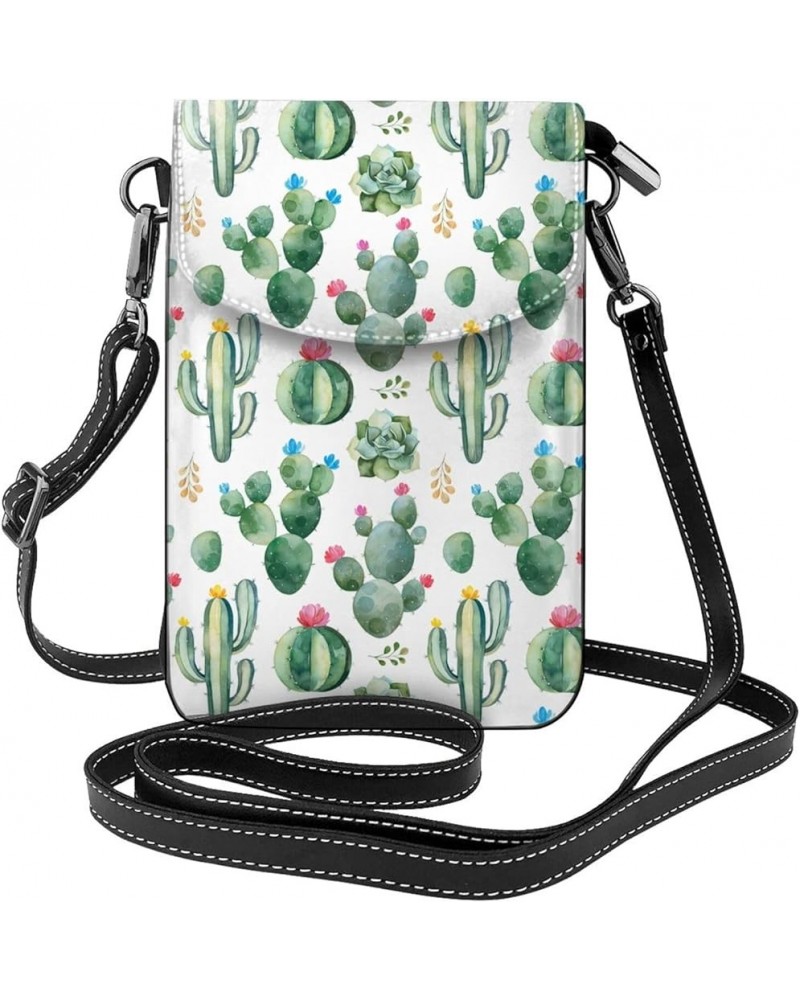 Small Crossbody Phone Bags for Women Leather Cell Phone Purse Lightweight Cell Phone Wallet Girls Cactus4 $13.55 Crossbody Bags