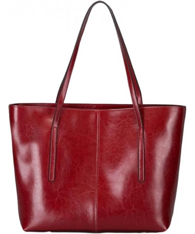 Genuine Leather Tote Bags for Women Women's Shoulder Purses Vintage Handbags Top Handle Work Bags for Women Red $36.02 Totes