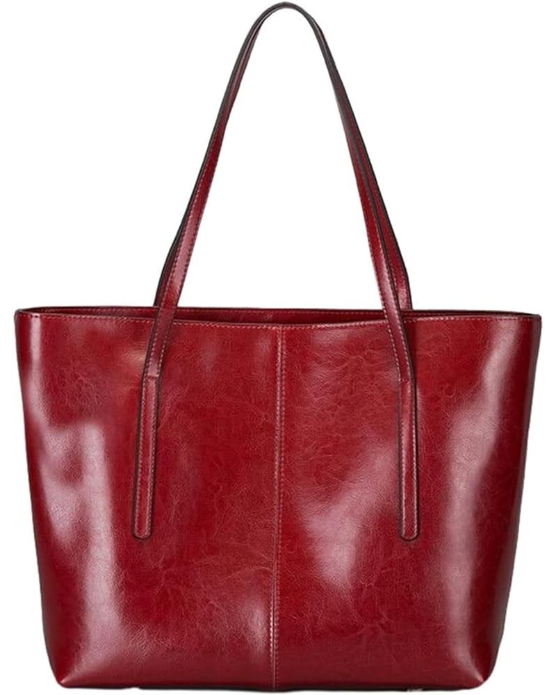 Genuine Leather Tote Bags for Women Women's Shoulder Purses Vintage Handbags Top Handle Work Bags for Women Red $36.02 Totes