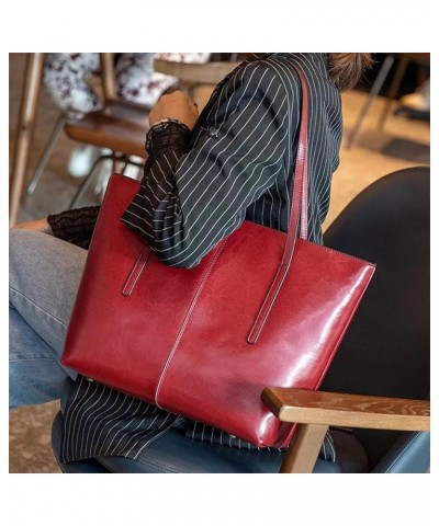 Genuine Leather Tote Bags for Women Women's Shoulder Purses Vintage Handbags Top Handle Work Bags for Women Red $36.02 Totes