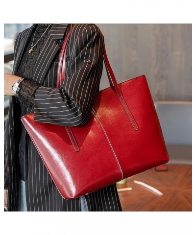 Genuine Leather Tote Bags for Women Women's Shoulder Purses Vintage Handbags Top Handle Work Bags for Women Red $36.02 Totes