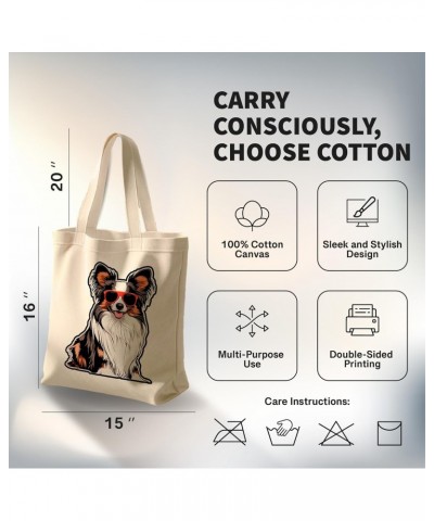 Papillon Cotton Tote Bag for Women Men Casual Tote Bag Cloth Canvas Shopping Bags with Handles Cute Bags Everyday Use 15" x 1...