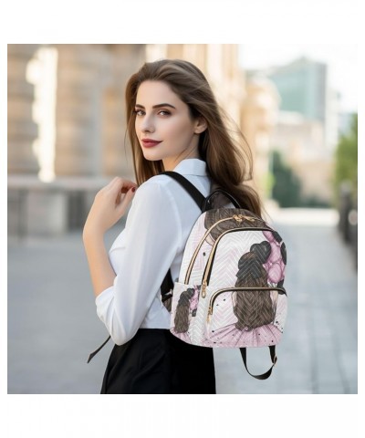 Small Backpack for Women Travel Bag Valentines Beautiful Woman with Balloon Daypack Purse Fashion Shoulder Bag Rucksack Mediu...