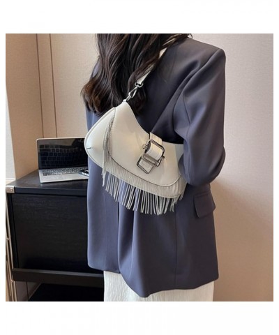 Crossbody Shoulder Bag for Women Hobo Tote Handbag Tassel Bag Charm Messenger Bag Evening Satchel Bag Clutch Bag White $19.13...