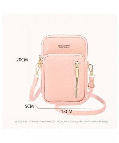 Multi-Zipper Crossbody Phone Bag for Women Leather Ladies Cross Body Handbags Mobile Phone Bag Pink $13.90 Totes