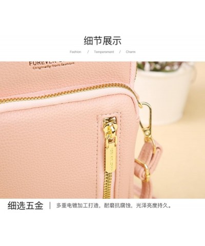 Multi-Zipper Crossbody Phone Bag for Women Leather Ladies Cross Body Handbags Mobile Phone Bag Pink $13.90 Totes