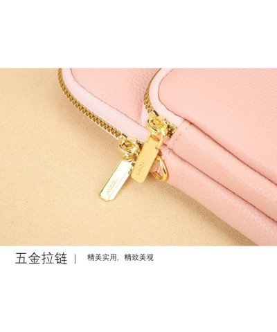 Multi-Zipper Crossbody Phone Bag for Women Leather Ladies Cross Body Handbags Mobile Phone Bag Pink $13.90 Totes