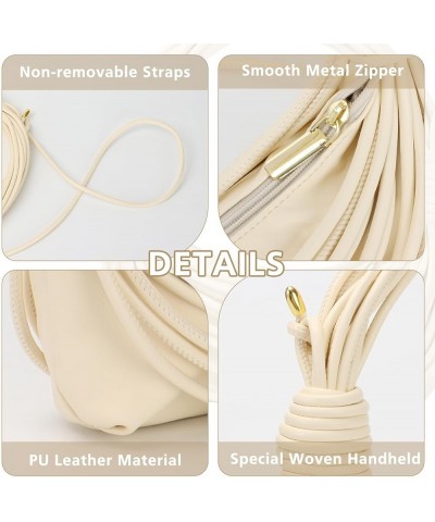 Knotted Woven Handbag,Shoulder Bag Clutch Purse for Women,Leather Handwoven Women's Satchel Bags Beige $16.23 Satchels