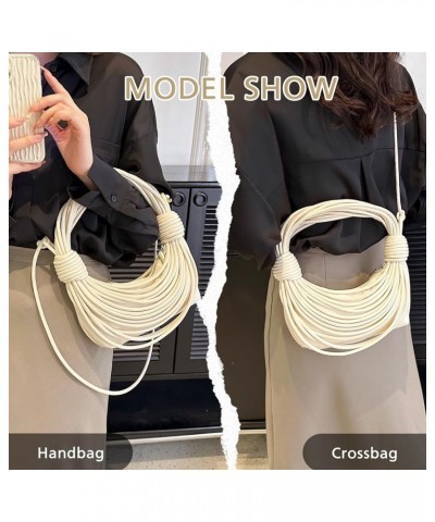 Knotted Woven Handbag,Shoulder Bag Clutch Purse for Women,Leather Handwoven Women's Satchel Bags Beige $16.23 Satchels