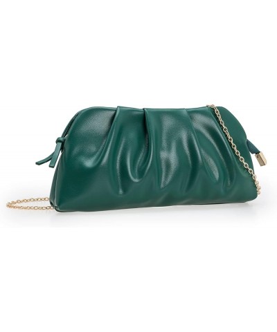 Chic Soft Vegan Leather Clutch Bag Dressy Pleated PU Evening Purse for Women Emerald Green $20.34 Evening Bags