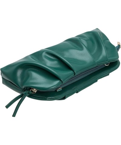 Chic Soft Vegan Leather Clutch Bag Dressy Pleated PU Evening Purse for Women Emerald Green $20.34 Evening Bags