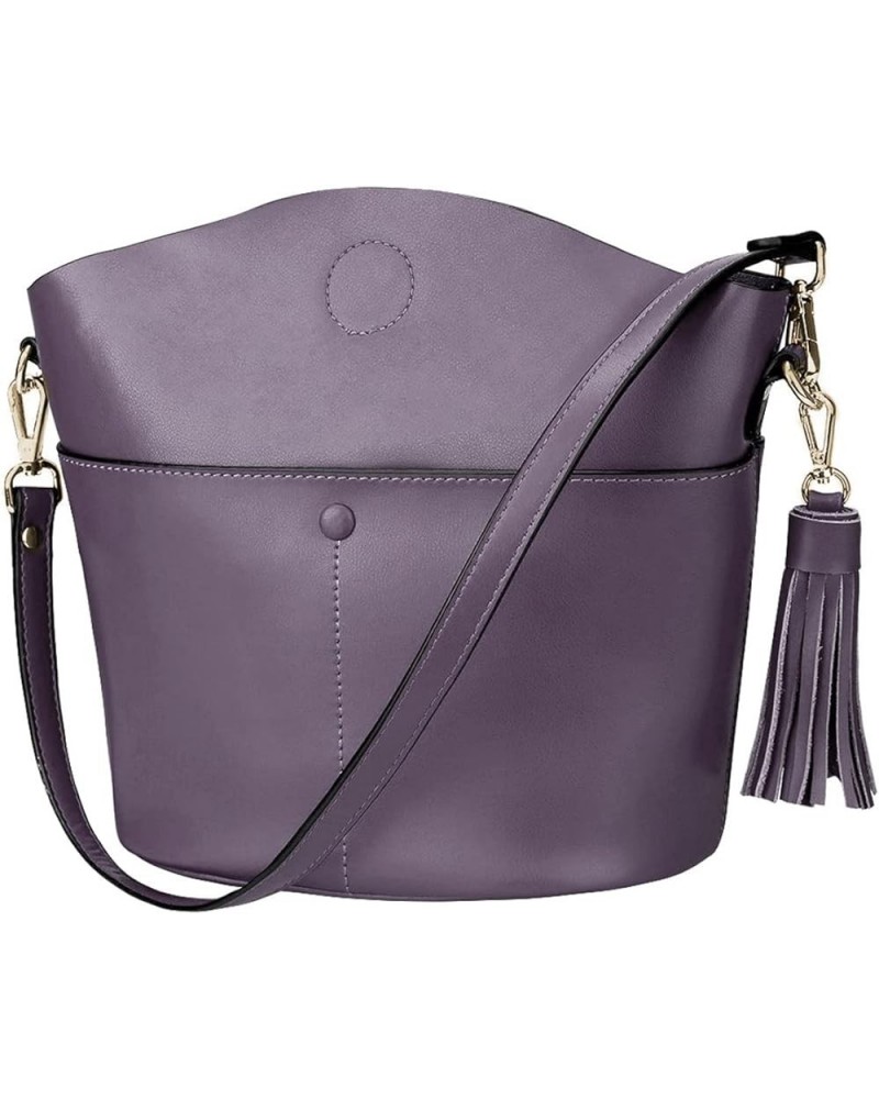 Women Cowhide Genuine Leather Small Crossbody Bag Shoulder Purse Handbag Light Purple $41.39 Totes