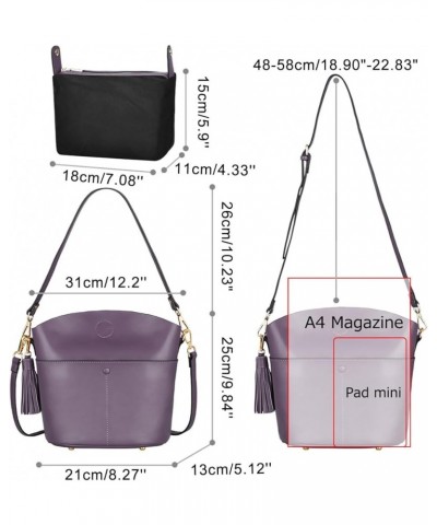 Women Cowhide Genuine Leather Small Crossbody Bag Shoulder Purse Handbag Light Purple $41.39 Totes