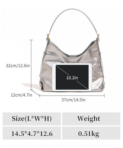 Hobo Bag for Women PU Leather Shoulder Bags Ladies Crossbody Purse Large Designer Hobo Purses (Silver) Silver $27.97 Totes