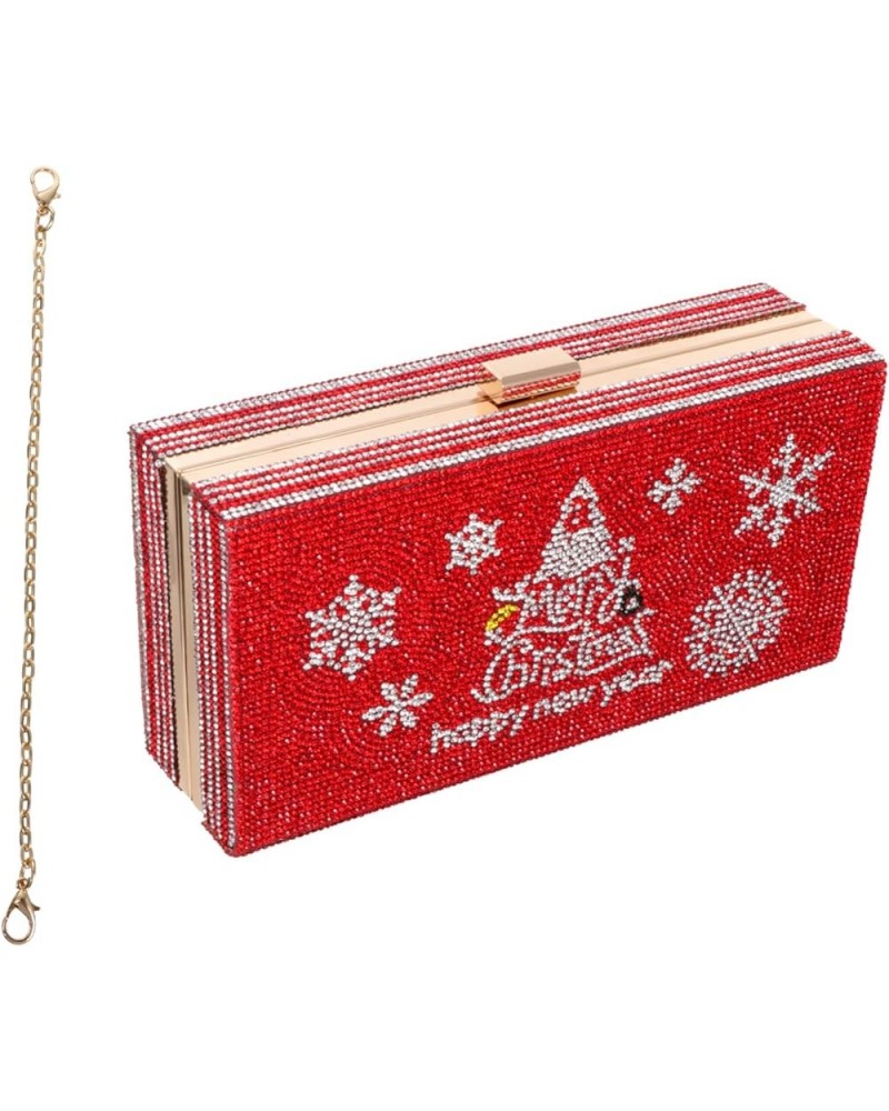 1 PC Christmas Tree Rhinestone Bag Bling Evening Handbag Women Clutch Purse Outdoors Gifts Evening Red $14.65 Evening Bags