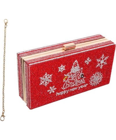 1 PC Christmas Tree Rhinestone Bag Bling Evening Handbag Women Clutch Purse Outdoors Gifts Evening Red $14.65 Evening Bags