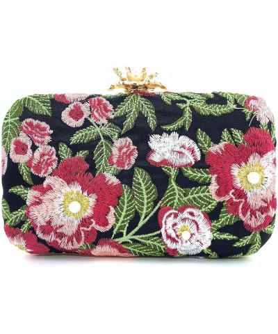 Evening Bag Evening Clutch Handbag Flower Embroidery Pretty Black $19.37 Evening Bags