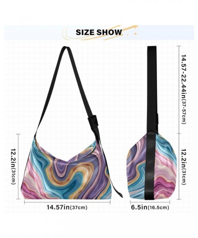 Women Boho Bag Rainbow Marble Abstract Magic Shoulder Bag PU Leather Pouch Crossbody Bag Large Tote Handbag For Quick Getaway...