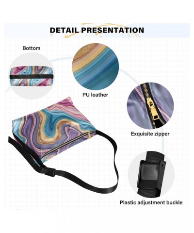 Women Boho Bag Rainbow Marble Abstract Magic Shoulder Bag PU Leather Pouch Crossbody Bag Large Tote Handbag For Quick Getaway...