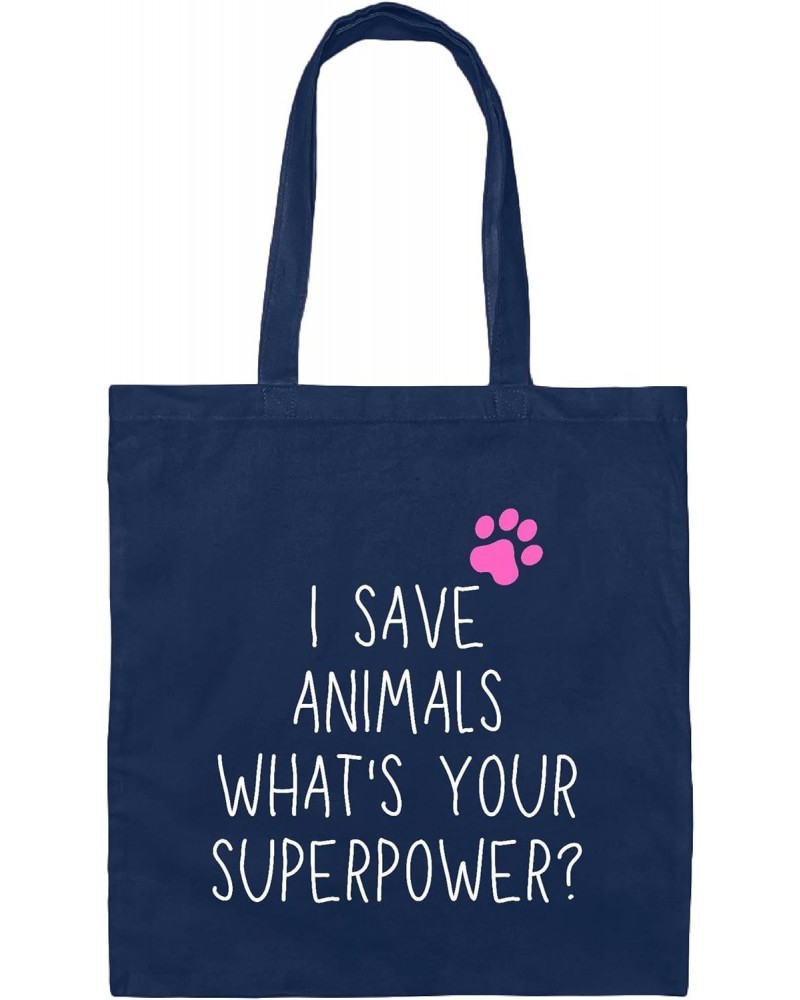 Funny Sarcasm Gift for Veterinarian Women Friends Coworkers Whats Your Superpower Navy Black Multicolor Canvas Tote Bag $13.6...