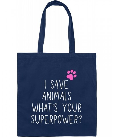 Funny Sarcasm Gift for Veterinarian Women Friends Coworkers Whats Your Superpower Navy Black Multicolor Canvas Tote Bag $13.6...