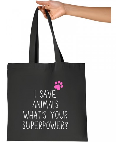 Funny Sarcasm Gift for Veterinarian Women Friends Coworkers Whats Your Superpower Navy Black Multicolor Canvas Tote Bag $13.6...