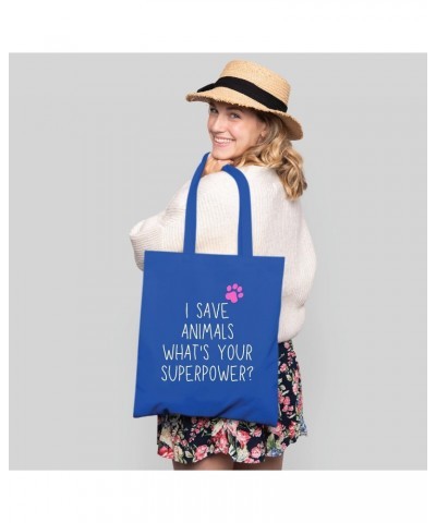 Funny Sarcasm Gift for Veterinarian Women Friends Coworkers Whats Your Superpower Navy Black Multicolor Canvas Tote Bag $13.6...