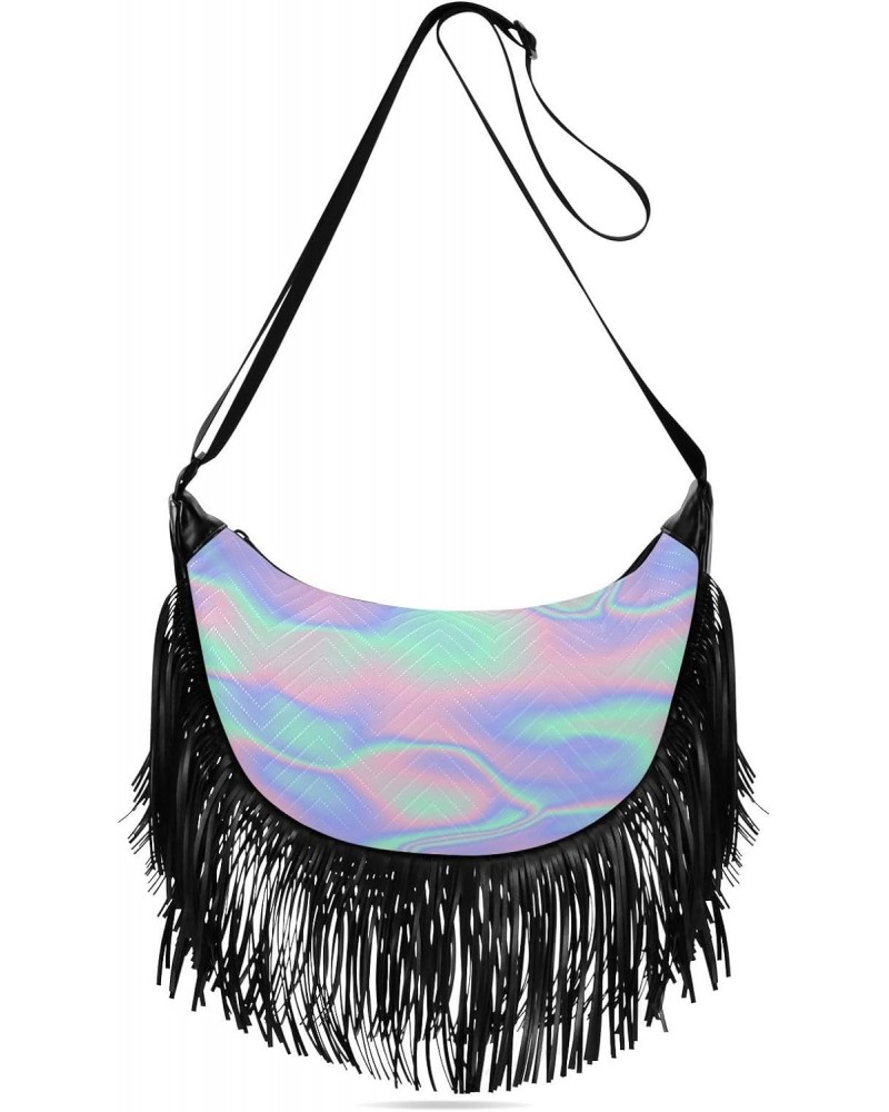 Women's Fringe Crossbody Tassel Purse Holographic Wave Hobo Shoulder Bags Crossbody Handbag with Adjustable Shoulder Straps $...