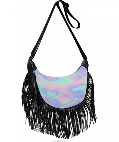 Women's Fringe Crossbody Tassel Purse Holographic Wave Hobo Shoulder Bags Crossbody Handbag with Adjustable Shoulder Straps $...