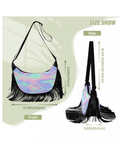 Women's Fringe Crossbody Tassel Purse Holographic Wave Hobo Shoulder Bags Crossbody Handbag with Adjustable Shoulder Straps $...