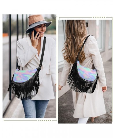 Women's Fringe Crossbody Tassel Purse Holographic Wave Hobo Shoulder Bags Crossbody Handbag with Adjustable Shoulder Straps $...