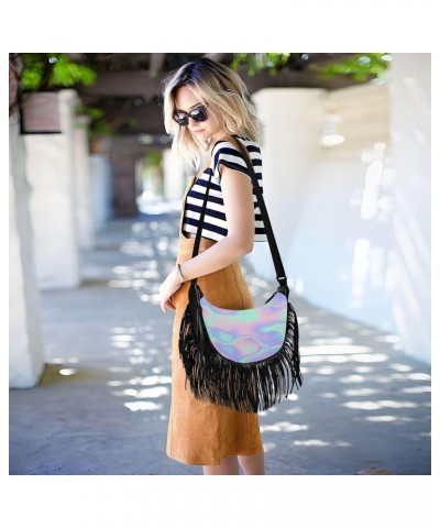 Women's Fringe Crossbody Tassel Purse Holographic Wave Hobo Shoulder Bags Crossbody Handbag with Adjustable Shoulder Straps $...