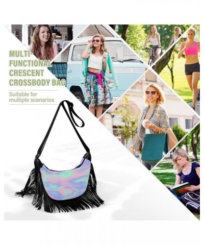 Women's Fringe Crossbody Tassel Purse Holographic Wave Hobo Shoulder Bags Crossbody Handbag with Adjustable Shoulder Straps $...