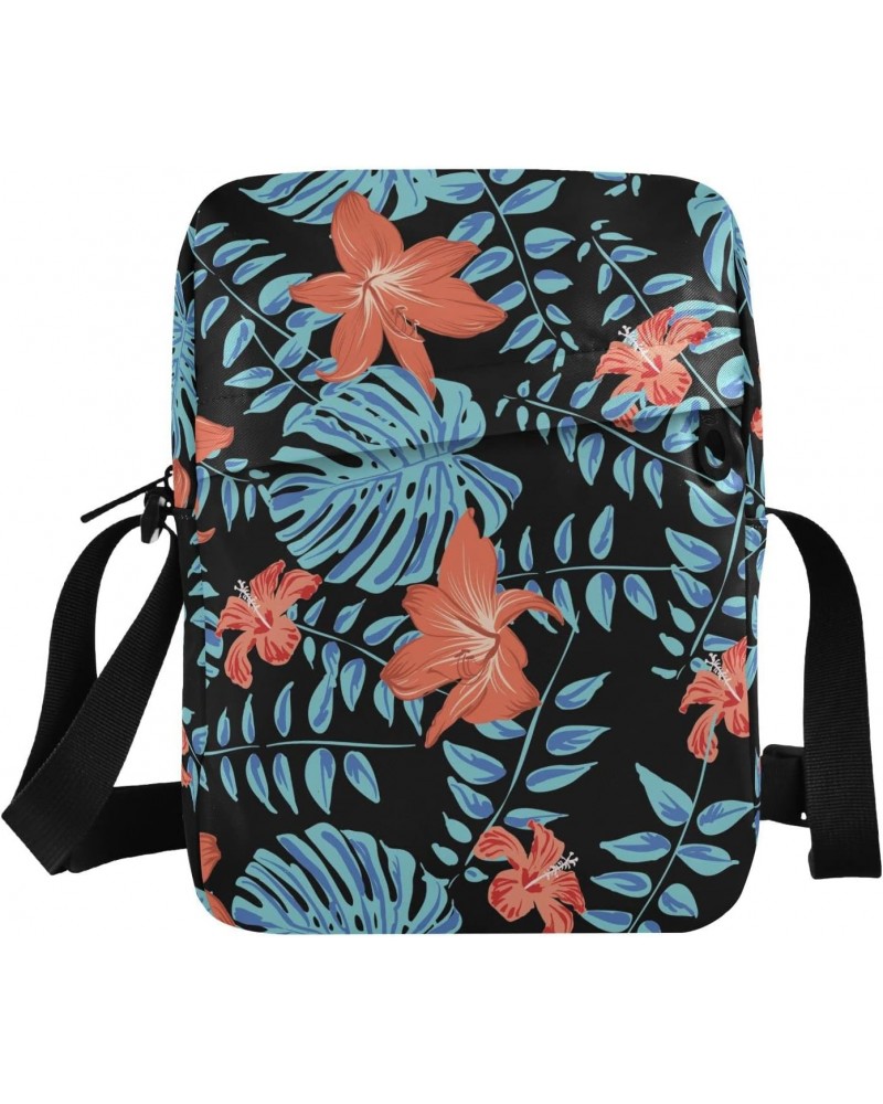 Crossbody Bags Palm Leaf Flower Women Men Mini Messenger Bag, Adjustable Side Shoulder Bag, Travel Portable Purse Phone Passp...