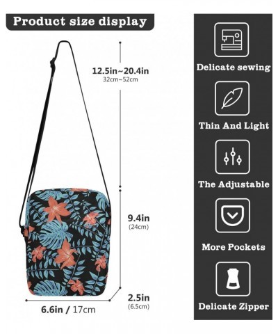 Crossbody Bags Palm Leaf Flower Women Men Mini Messenger Bag, Adjustable Side Shoulder Bag, Travel Portable Purse Phone Passp...