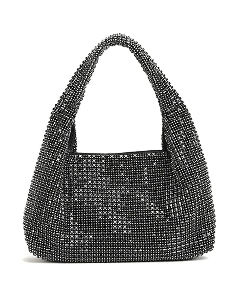 Bling Ladies Rhinestone Evening Clutch Crystal Crescent Bags Sparkly Purses and Handbags for Women Party Prom, Silver Black $...