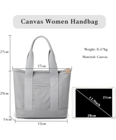 Women Handbag Canvas Tote Bag Lightweight Shoulder Bag Casual Grey $32.43 Shoulder Bags