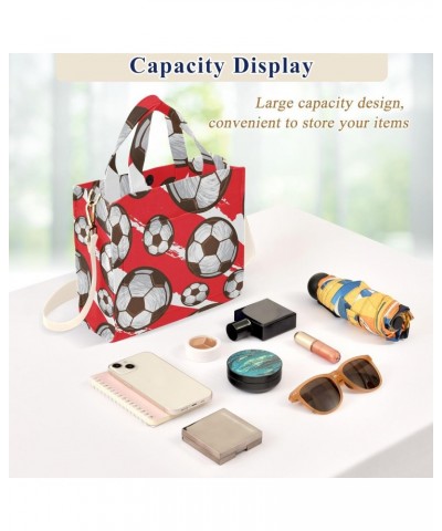 Football Soccer Themed Corduroy Tote Bag for Women Hobo Crossbody Bag Purse Stylish Shoulder Handbag Messenger Bags, S $13.39...