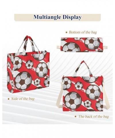 Football Soccer Themed Corduroy Tote Bag for Women Hobo Crossbody Bag Purse Stylish Shoulder Handbag Messenger Bags, S $13.39...