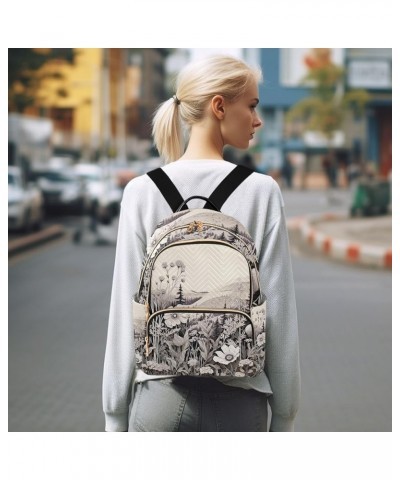 Quilted Backpack Purse for Women Winter Snowman Cute Mini Backpack for Women Travel Backpack Grey Wildflower Medium $19.24 Ba...