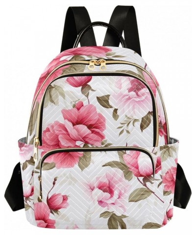 Pink and Green Peony Floral Woman's Fashion Backpack, Daypack Casual, Women Backpack for Travel, M Floral-3 Small $15.19 Back...