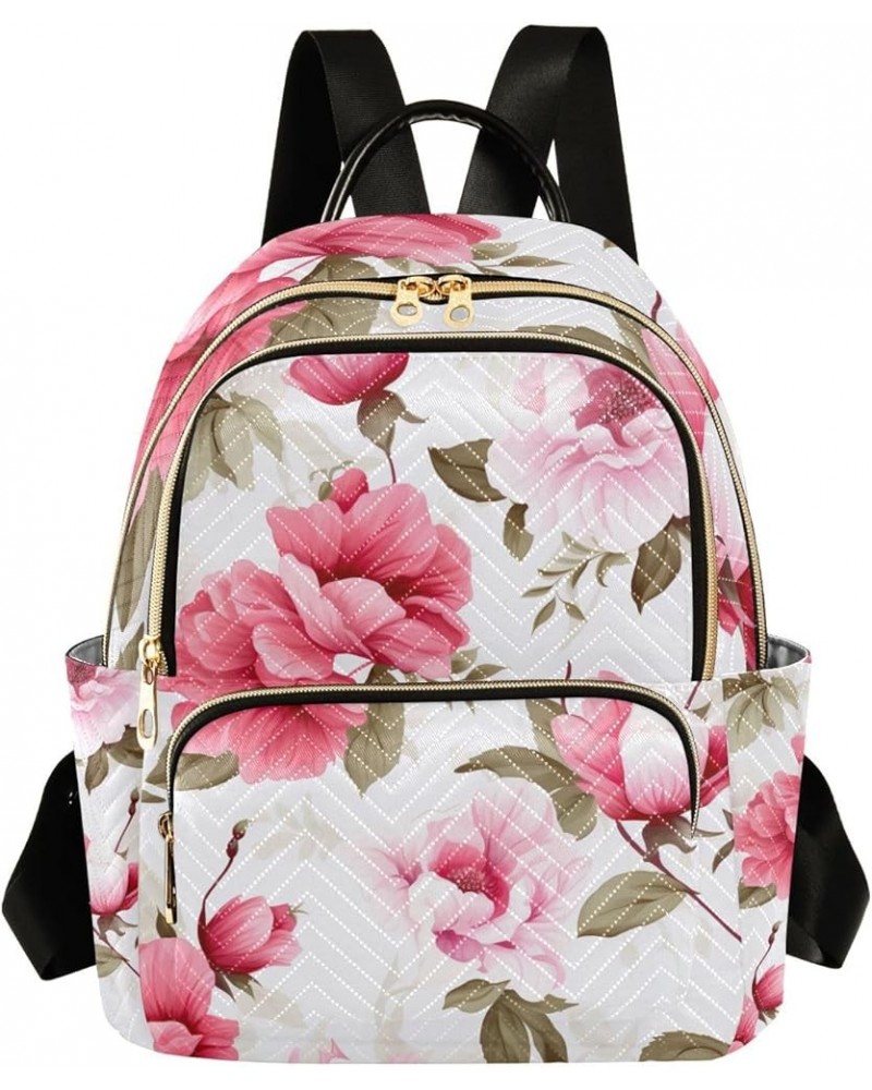 Pink and Green Peony Floral Woman's Fashion Backpack, Daypack Casual, Women Backpack for Travel, M Floral-3 Small $15.19 Back...