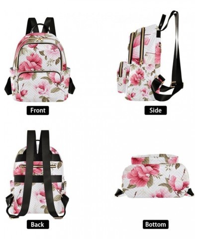 Pink and Green Peony Floral Woman's Fashion Backpack, Daypack Casual, Women Backpack for Travel, M Floral-3 Small $15.19 Back...