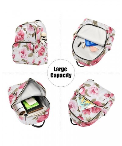 Pink and Green Peony Floral Woman's Fashion Backpack, Daypack Casual, Women Backpack for Travel, M Floral-3 Small $15.19 Back...