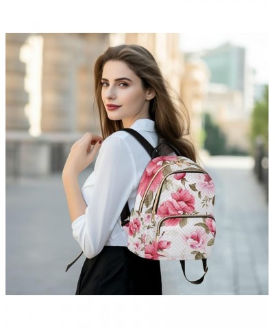 Pink and Green Peony Floral Woman's Fashion Backpack, Daypack Casual, Women Backpack for Travel, M Floral-3 Small $15.19 Back...