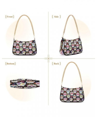 Shoulder Bags for Women Skeleton Skull and Rose Flowers Hobo Tote Handbag Small Clutch Purse with Zipper Closure Multi03 $17....